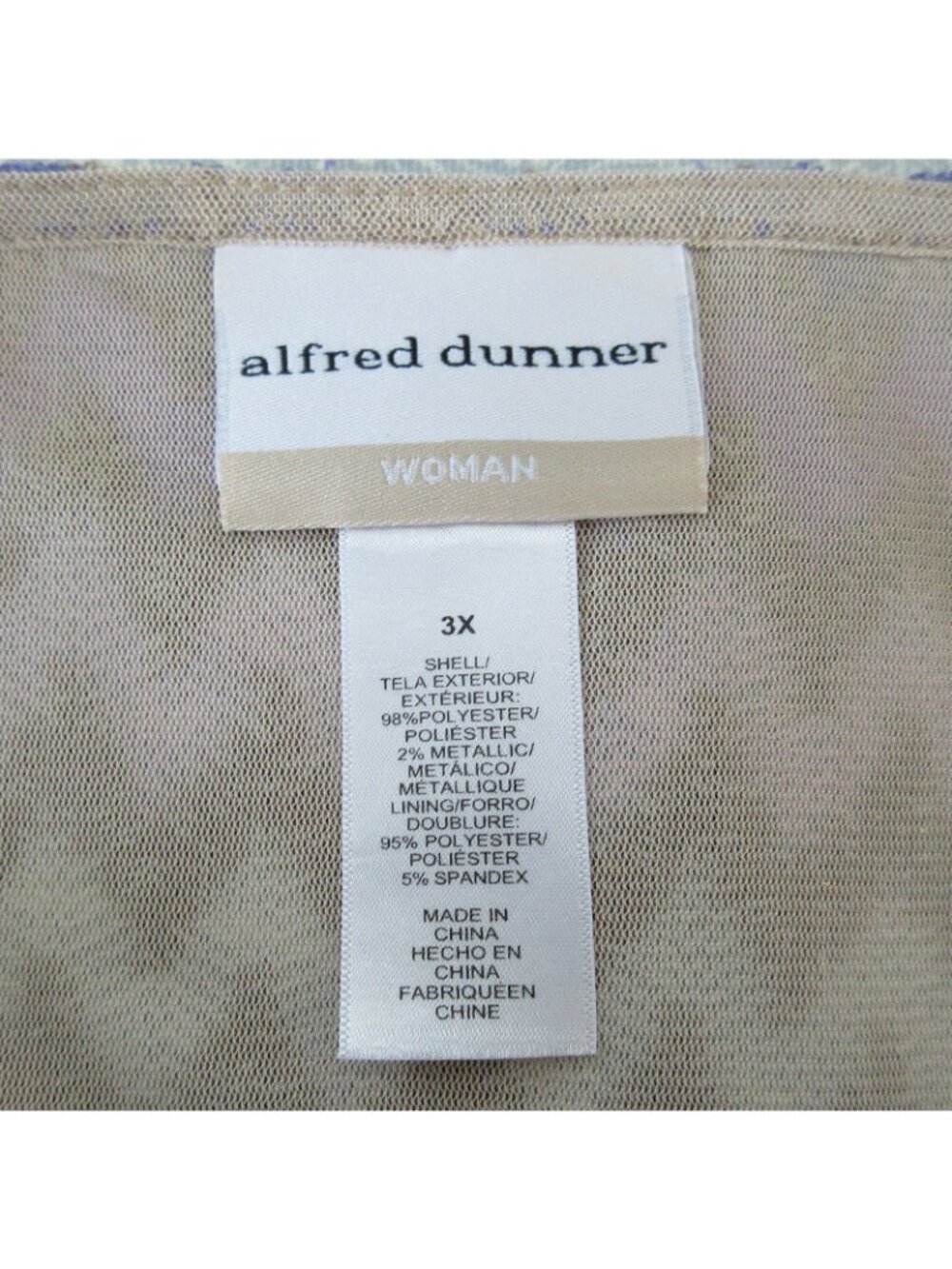 Alfred Dunner 3X Plus "Charm School" Purple /Gold Chevron Zig-Zag Knit Top - Picture 7 of 8